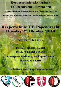 Keepersclinic Jeugdkeeper.nl bij V.V. Papendrecht